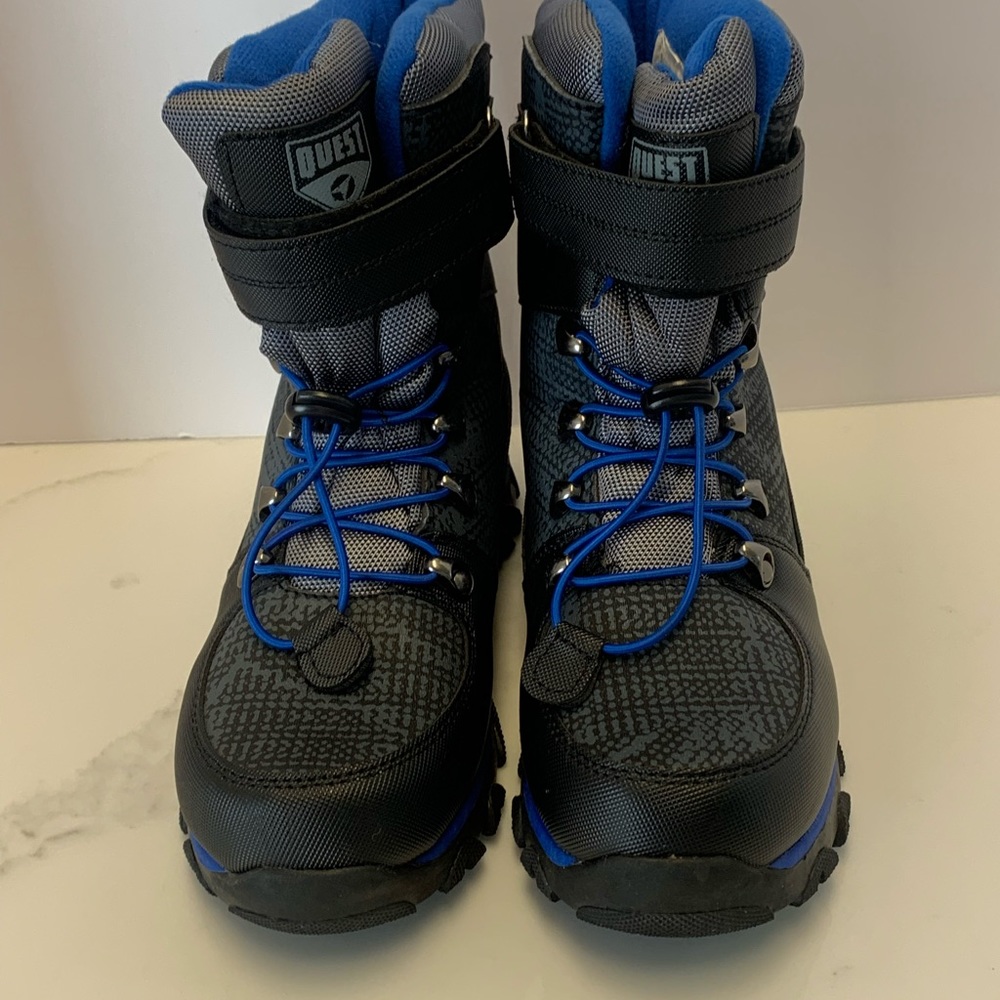 Quest 3M Thinsulate Kids Winter Snow Boots Water Resistant Blue Black Size 5